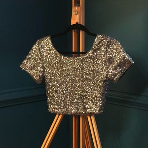 Silver sequin crop top